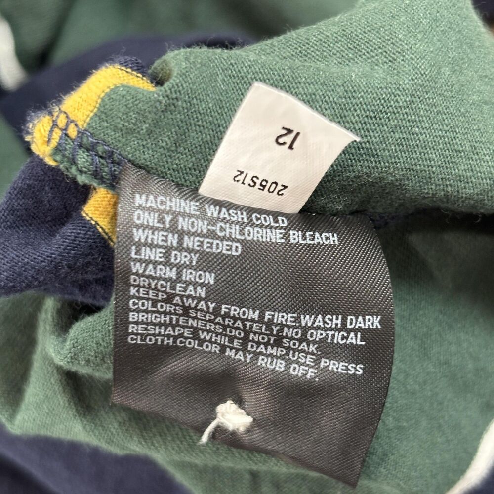 Uniqlo Rugby Polo Shirt Men's Medium Green Navy Striped 100% Cotton Casual Knit - Picture 9 of 9